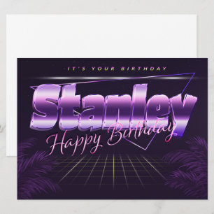 Stanley prénom carte rétro lilas anniversaire