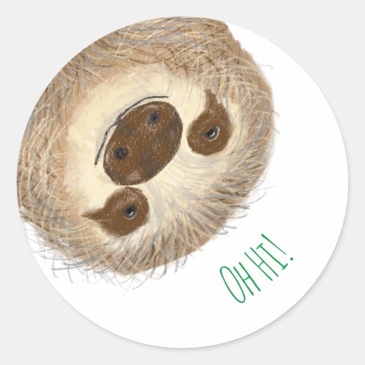 Stanley sloth gepersonaliseerde ronde stickers (Voorkant)