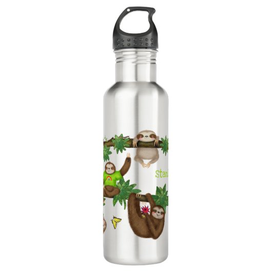 Stanley Sloth groene gepersonaliseerde waterfles Waterfles (Voorkant)