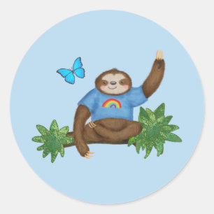 Stanley Sloth ronde blauwe stickers