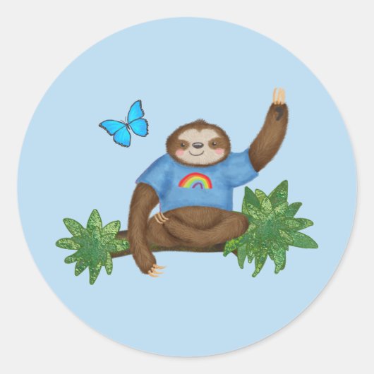 Stanley Sloth stickers bleu rond (Devant)