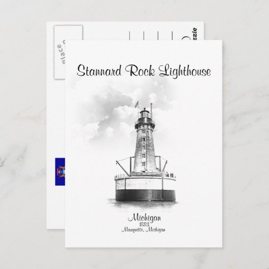 Stannard Rock Lighthouse - Michigan Briefkaart (Voorkant / Achterkant)