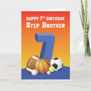 Stap Brother 7th Birthday Sports Balls Kaart