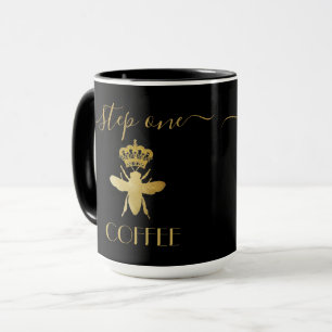 Stap één aanpassen: COFFEE Queen Bee Gold Ceramic Mok