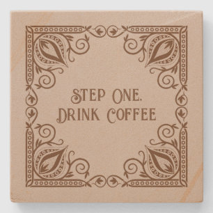 Stap Een Drink Koffie Lotus & Vines Decoratief Stenen Onderzetter