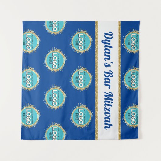 Stap en herhaal balk Mitzvah VOEG UW LOGO achtergr Wandkleed (Voorkant (horizontaal))