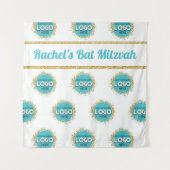 Stap en herhaal BBT Mitzvah VOEGT UW LOGO achtergr Wandkleed (Voorkant)