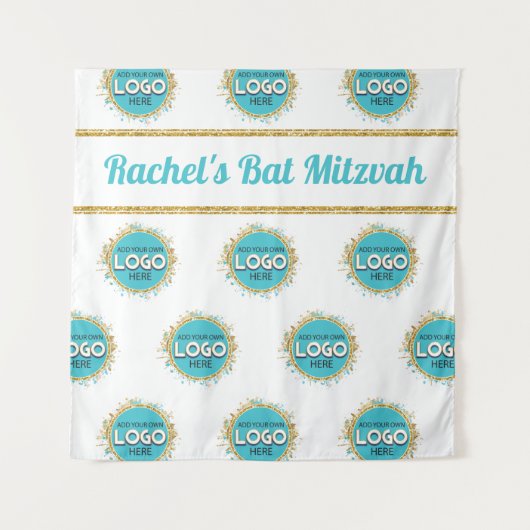 Stap en herhaal BBT Mitzvah VOEGT UW LOGO achtergr Wandkleed (Voorkant)
