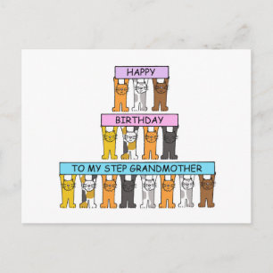 Stap Grootmoeder Happy Birthday Schattige Cats Briefkaart