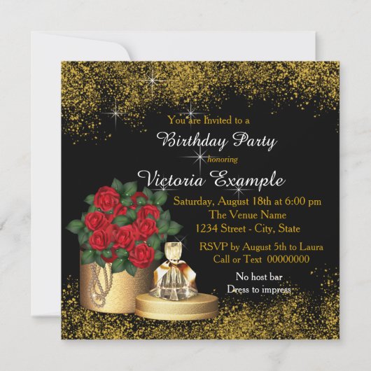 Stap in 60 verjaardagsfeest rood zwart en goud kaart (Achterkant)