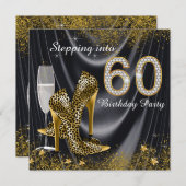 Stap in 60 verjaardagsfeestje Black Satin Kaart (Voorkant / Achterkant)