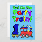 Stap in de feesttrein 1 jaar oud kaart (Voorkant / Achterkant)