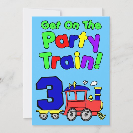 Stap in de feesttrein 3 jaar oud kaart (Voorkant)