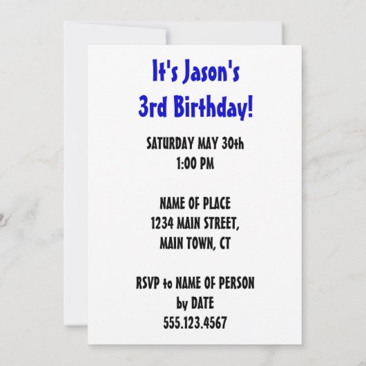 Stap in de feesttrein 3 jaar oud kaart (Achterkant)