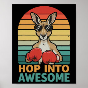 Stap in de Geweldige bokseretro Shades Punch Attac Poster