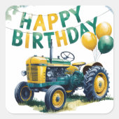 Stap in Gear Tractor 3rd Birthday Bash Vierkante Sticker (Voorkant)