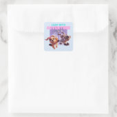 Stap in het avontuur vierkante sticker (Tas)