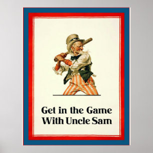 Stap in het spel met oom Sam ~  Wereldoorlog Poster