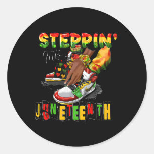 Stap in Junenth Afro-Amerikaanse zwarte schoenen Ronde Sticker