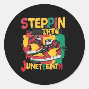 Stap in Juneteenth Afro Vrouw Zwart Meisjes Zon Ronde Sticker