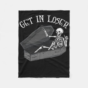 Stap in Loser Skelet in Coffin Halloween Fun Manne Fleece Deken