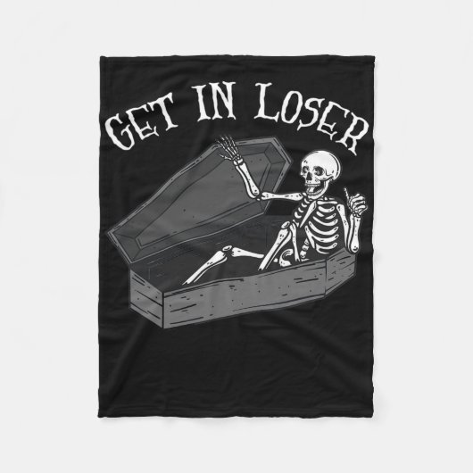 Stap in Loser Skelet in Coffin Halloween Fun Manne Fleece Deken (Voorkant)