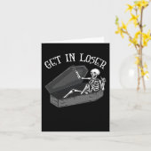 Stap in Loser Skelet in Coffin Halloween Fun Manne Kaart (Gele Bloem)