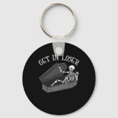 Stap in Loser Skelet in Coffin Halloween Fun Manne Sleutelhanger (Voorkant)