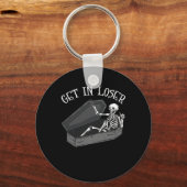 Stap in Loser Skelet in Coffin Halloween Fun Manne Sleutelhanger (Voorkant)