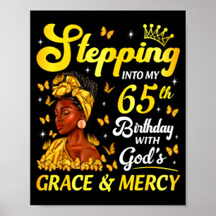 Stap in mijn 65e verjaardag Christelijke Afro Vrou Poster