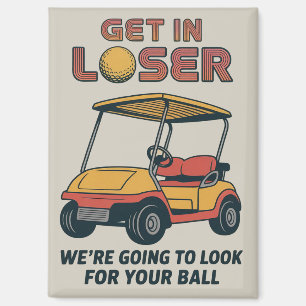 Stap In Verliezer Vintage Grappige Golfkar Golfend Magneet