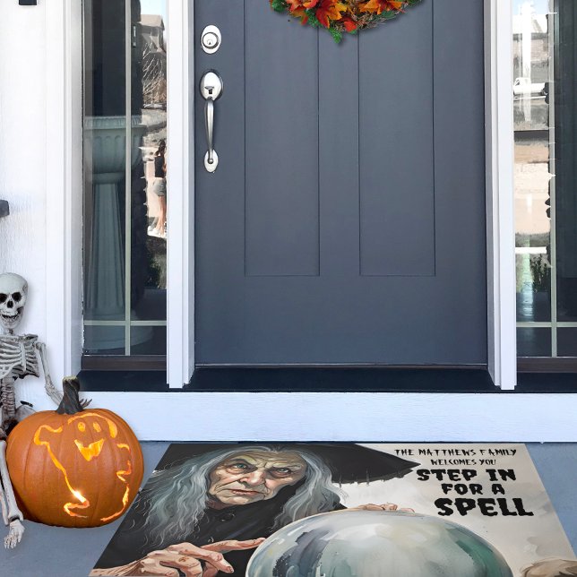 Stap in voor een Spell Custom Name Deurmat (Add your family name to this fun doormat and invite your guests to step in for a spell.)