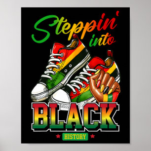 Stap in zwarte geschiedenis maand Afro zwarte snea Poster