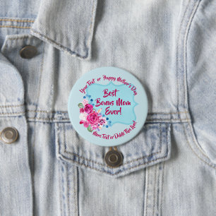 Stap Moederdag Bonus Mam Verandering Grote Tekst Ronde Button 7,6 Cm