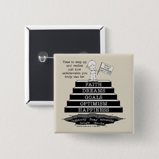 Stap omhoog vierkante button 5,1 cm (Voorkant /achterkant)