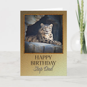 Stap pap Birthday met een sneeuwluipaard Kaart