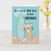 Stap Pap Verjaardag Strand Grappig Cool Raccoon Kaart (Gele Bloem)