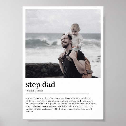 Stap Papa Definitie Minimale Aangepaste Foto Poster (Voorkant)