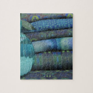 Stapel Blauwe Groene Stof Puzzle Legpuzzel
