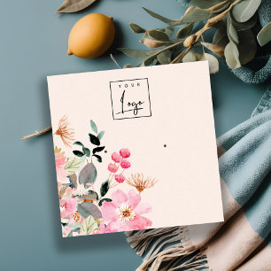Stapel Blush Pink Floral Bunch Earring Display Vierkante Visitekaartje