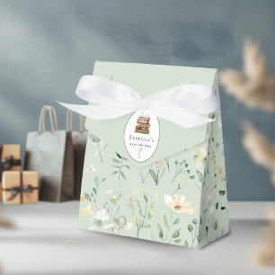 Stapel boeken baby shower waterverf, wilde bloem bedankdoosjes