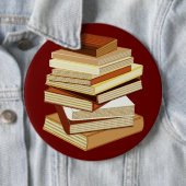 Stapel boeken - beige ronde button 6,0 cm (In situ)
