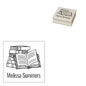Stapel boeken en open boek - Bladplaat Rubberstempel (Gestempeld)