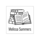 Stapel boeken en open boek - Bladplaat Rubberstempel (Afrduk)