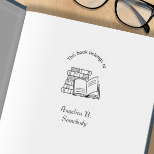 Stapel boeken en open boek - Bladplaat Rubberstempel