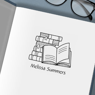 Stapel boeken en open boek - Bladplaat Zelfinktende Stempel