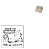Stapel boeken en open boekenplaat 1x1 rubberstempel (Gestempeld)