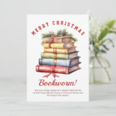 Stapel boeken feestdagenkaart (Staand voorkant)