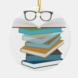 Stapel boeken keramisch ornament