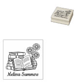 Stapel boeken, open boek, blokbord 	rubberstempel (Gestempeld)